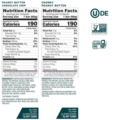 Miniatura 3 de No Cow Barras de proteína vegana, paquete variado original mejorado 0.71 onzas de proteína a base de plantas, sin gluten, sin lácteos, sin soja