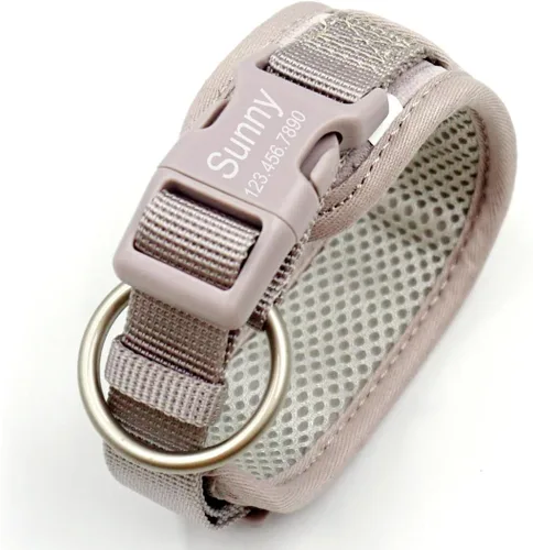 Miniatura 9 de Collares de perro personalizados grabados con nombre y número de teléfono para perros pequeños, medianos y grandes (verde menta, S)