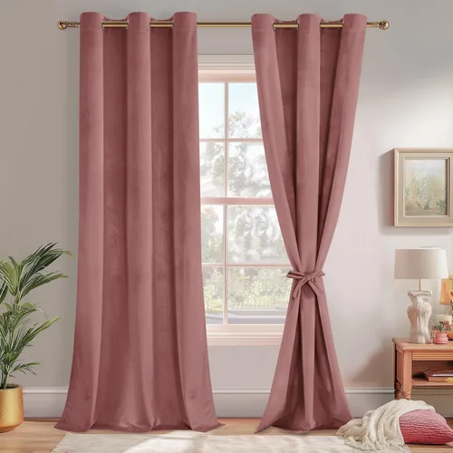 Miniatura 108 de JIUZHEN - Cortinas de terciopelo gris de 63 pulgadas opacas para sala de estar - Cortinas gruesas de terciopelo con ojales para ventana