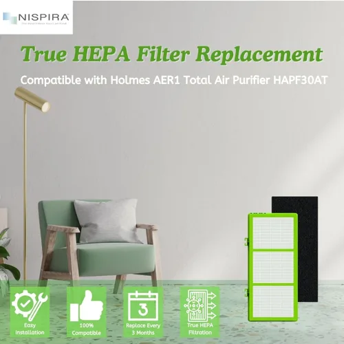 Miniatura 3 de Nispira AER1 HAPF300AHD - Filtros de eliminación de alérgenos para purificador de aire Holmes HAPF300AH-U4R HAPF30AT HAP242-NUC, 4 HEPA 4 Carbon