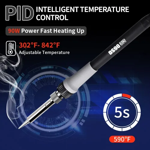 Miniatura 5 de TOAUTO DS90 - Kit de estación de soldadura con pantalla digital dual °F y °C, soldador de 90 W, temperatura de 302 ℉ a 842 ℉, diseño antiestático