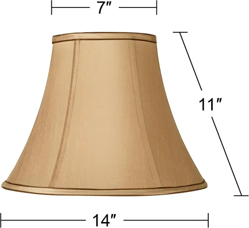 Miniatura 4 de Pantalla de lámpara de campana grande marrón y marrón de 7 pulgadas superior x 14 pulgadas inferior x 11 pulgadas de alto (araña) de repuesto