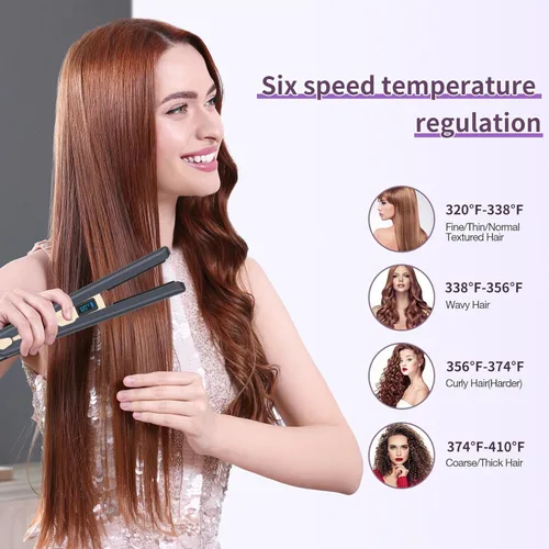 Miniatura 5 de Plancha de pelo inalámbrica y rizadores con placa de cerámica de grado de diamante, iones negativos, plancha plana que reduce el encrespamiento, más