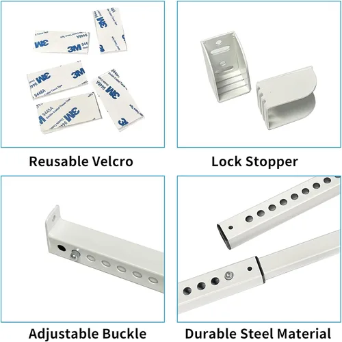 Miniatura 5 de Cerradura de puerta corrediza ajustable, barra de seguridad para puerta corredera, barra de seguridad para ventana, cerraduras de ventana, cerradura