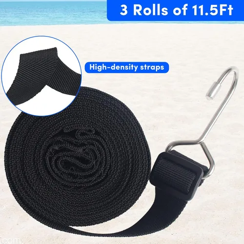 Miniatura 3 de Postes de soporte ajustables para cubierta de barco con correas, postes de barco con correa y gancho de acero inoxidable de 1 pulgada de ancho x 3.5