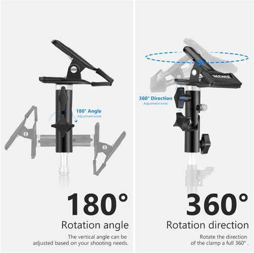 Miniatura 2 de NEEWER Soporte de abrazadera de metal resistente para estudio fotográfico con accesorio de soporte de luz de 5/8 pulgadas para reflector