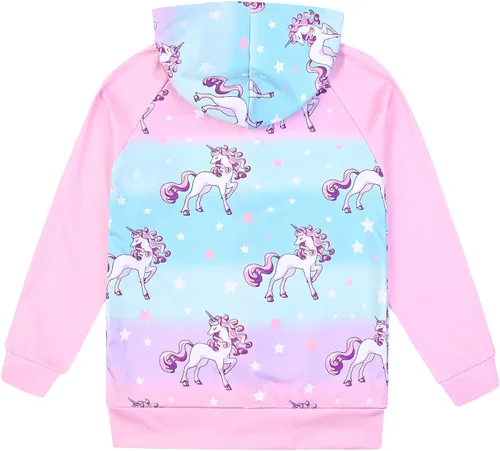 Miniatura 2 de Jxstar Sudadera raglán con capucha y cremallera para niñas con bolsillos