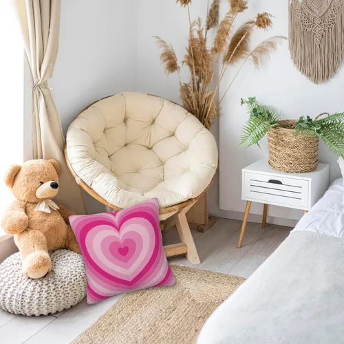 Miniatura 5 de Juego de 2 fundas de almohada decorativas con forma de corazón rosa de 18 x 18 pulgadas, fundas de almohada cuadradas suaves y decorativas