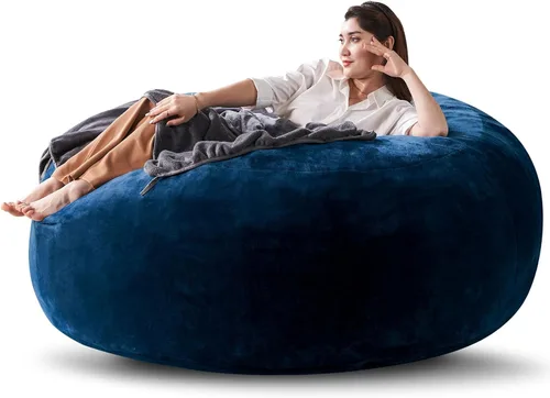 Miniatura 9 de Puf de 3 pies, puf con relleno, espuma viscoelástica altamente resistente, puf redondo de felpa, mueble para sala moderna, silla de lectura de ocio