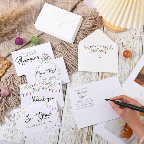 Miniatura 5 de Cholemy 24 Juegos de Tarjetas de Agradecimiento de Navidad para Compañeros de Trabajo, Empleados, Personal del Equipo con Sobres y Calcomanías, Los
