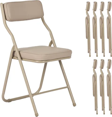Miniatura 15 de Paquete de 2 sillas plegables acolchadas negras con cojín y respaldo de piel sintética, silla de comedor plegable tapizada con marco de metal