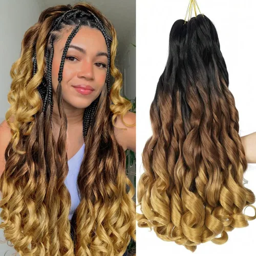 Miniatura 41 de WIPPORYA Cabello Rizado Francés para Trenzar de 24 Pulgadas, 6 Paquetes de Cabello Ondulado Suelto Elástico para Crochet Pre-Estirado 3.53
