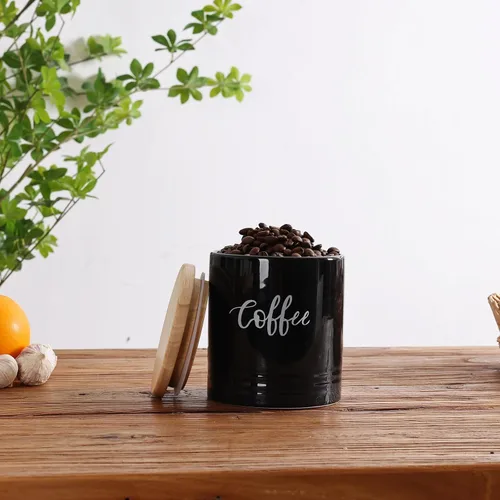 Miniatura 6 de LEETOYI Contenedores de almacenamiento de alimentos de porcelana con tapa, 4.5 pulgadas, 31 onzas, café etiquetado negro
