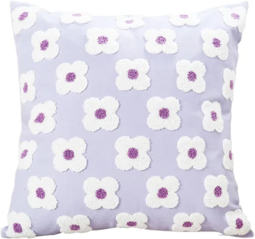 Miniatura 14 de DECOBIRD Funda de almohada bordada de 18 x 18 pulgadas, diseño floral beige, decoración del hogar, funda de almohada bordada de lona de algodón