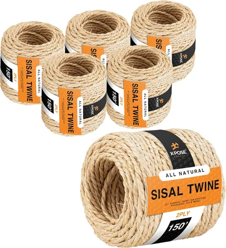 Miniatura 10 de Cuerda de sisal – Cuerda de fibra natural fina de 1 capa en el carrete – para poste rascador de gatos, piezas de repuesto de árbol de gato, juguete