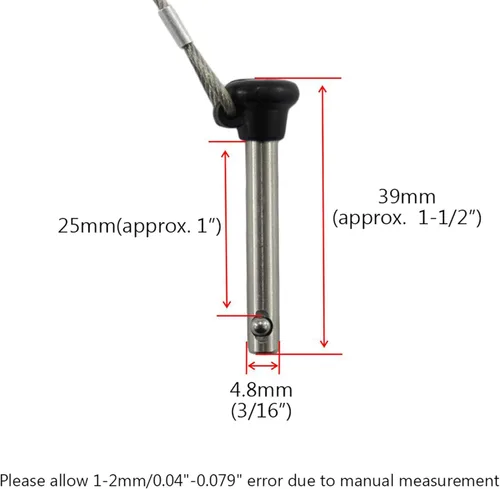 Miniatura 4 de Diámetro de 3/16 pulgadas de acero inoxidable de nailon negro con cordón, pasadores de tracción superior de Bimini marino para bisagra giratoria