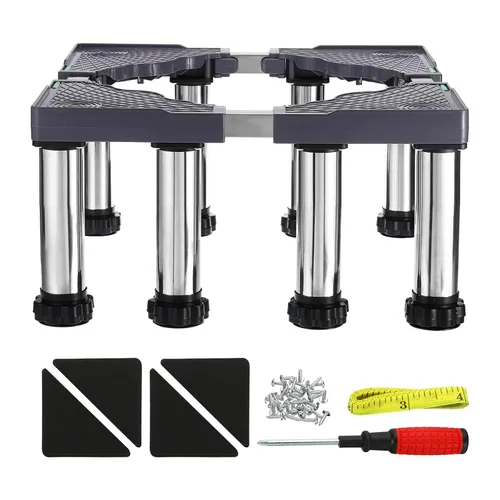 Miniatura 8 de PATIKIL Mini soporte para nevera, 8 pies fuertes, base de soporte de lavandería, bandeja de base ajustable multifuncional, antivibración
