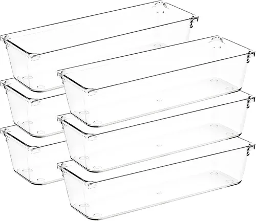 Miniatura 23 de Paquete de 4 organizadores de cajones, contenedores de almacenamiento de acrílico transparente de 6 x 9 pulgadas con almohadillas antideslizantes