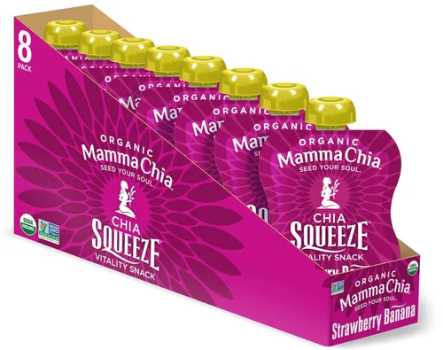 Miniatura 14 de Mamma Chia Organic Vitality Squeeze Snack, fresa y banano, 24 bolsas de chía de 3.05 onzas. Orgánico USDA, sin OMG, vegano, sin gluten y Kosher.