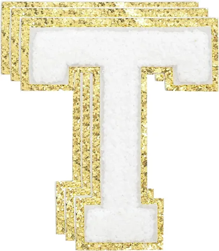 Miniatura 86 de 3 parches de números de chenilla negra, tamaño grande de 4-1/2" parches de números para planchar, parches universitarios para ropa, 8" Borde oro rosa