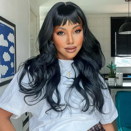 Miniatura 9 de Pelucas de cabello humano corto rizado Bob peluca para mujeres negras, sin encaje, peluca rizada grande con flequillo, corte pixie, pelucas Negro