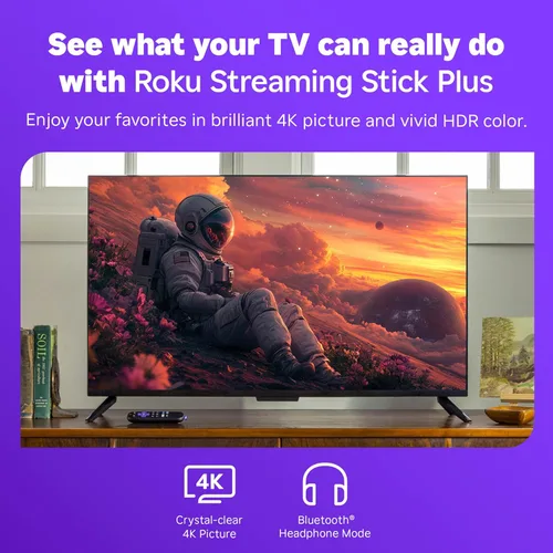 Miniatura 3 de Roku Streaming Stick Plus 2025 - Dispositivo de transmisión Roku 4K y HDR para TV con control remoto por voz - TV gratis y en vivo