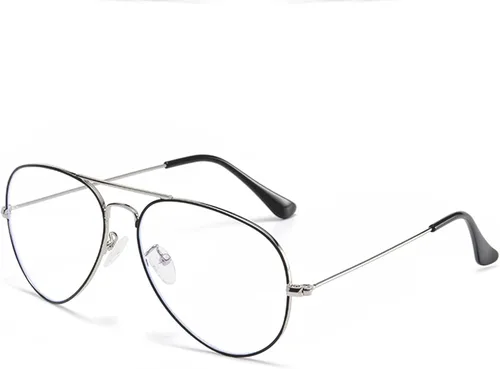 Miniatura 8 de EYLRIM Gafas de aviador con luz azul para mujeres y hombres, lentes transparentes para computadora con marco piloto de metal