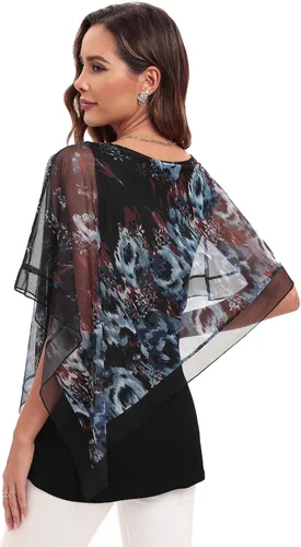 Miniatura 2 de SeSe Code Blusas elegantes de malla para mujer, poncho fluido, camisas casuales elegantes