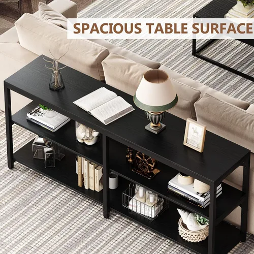 Miniatura 5 de Tribesigns Mesa Consola Extra Larga de 70.9 Pulgadas, Mesa de Sofá Moderna Detrás del Sofá con Estantes de Almacenamiento, Mesa Industrial de 3
