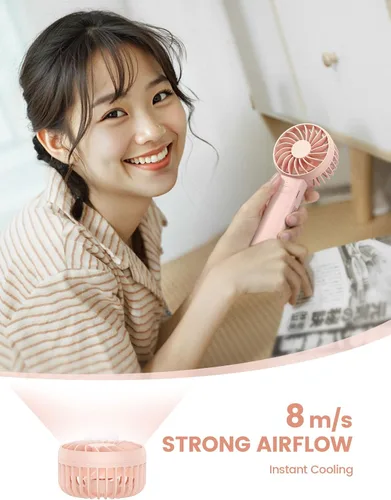 Miniatura 7 de Lamicall Mini ventilador portátil, ventilador de mano de 3 velocidades, ventilador personal recargable, secadora de pestañas de maquillaje