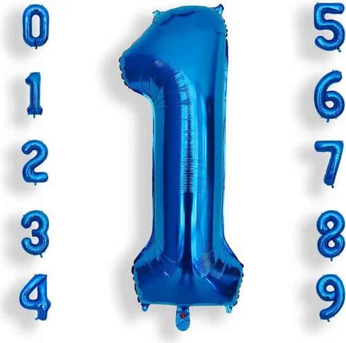 Miniatura 8 de AULE Globos grandes de 40 pulgadas con números 0 azules, globos grandes de números de aluminio, decoraciones de fiesta de cumpleaños de helio