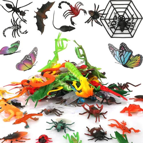 Coopay 78 piezas de insectos falsos surtidos de insectos falsos mini juguetes realistas incluye mariposa realista multicolor para educación, fiesta