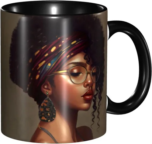 Miniatura 18 de Taza de café, taza de té para mujeres y niñas, taza de diseño único, perfecta para regalos, mujeres afroamericanas afro