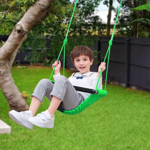 Miniatura 9 de Hi-Na Asientos de columpio para niños, bebé, columpio de red hecho a mano con cuerda ajustable, adecuado para interiores, exteriores, patio trasero