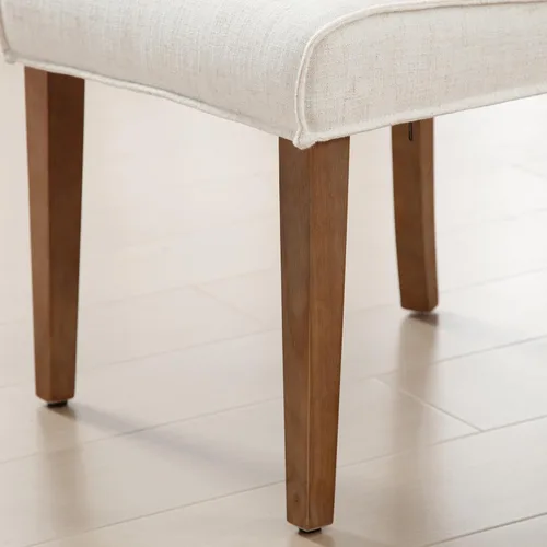 Miniatura 7 de chairus Juego de 4 sillas de comedor de granja, cómodas sillas de cocina tapizadas de tela de lino, sillas de comedor de madera marrón nogal