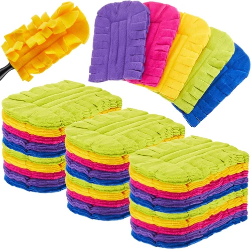 Miniatura 10 de Zubebe 12 piezas de repuesto de plumero de forro polar reutilizables, plumeros planos de plumas, almohadillas de limpieza lavables para múltiples