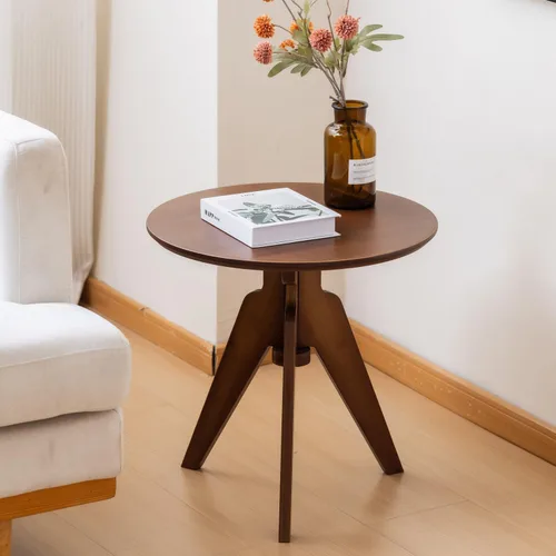 Miniatura 4 de Maydear Mesa auxiliar redonda de bambú, mesa de centro pequeña para sala de estar, dormitorio u oficina, fácil montaje, diseño de 3 patas