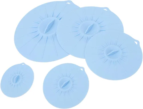 Miniatura 8 de Paquete de 5 tapas de silicona para tazón, cubierta de silicona para microondas, con 5 tamaños, tapas térmicas reutilizables para tazas, cuencos