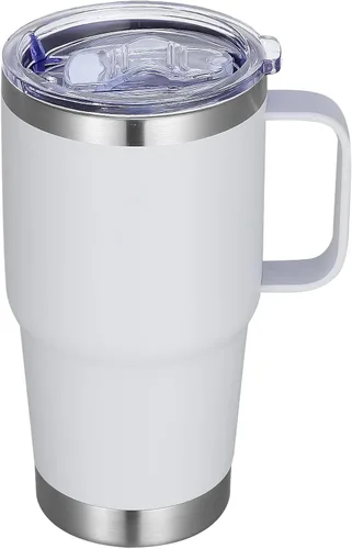 Miniatura 18 de Vaso térmico de acero inoxidable de 20 oz con asa, envase a granel, vasos termales metálicos aislados, taza de café de viaje con asa, vaso de doble