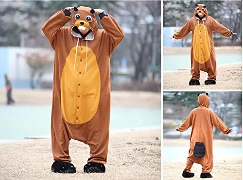 Miniatura 2 de WOTOGOLD Disfraz de animal para cosplay de castor para hombre y mujer