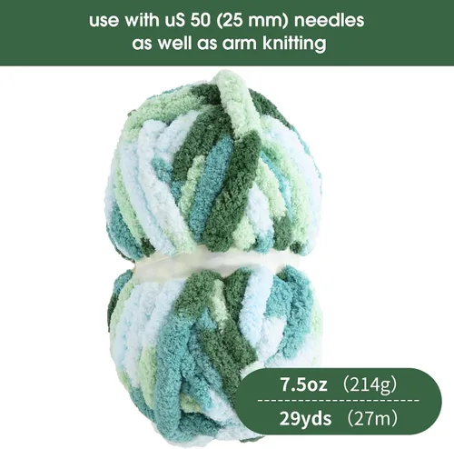 Miniatura 2 de HOMBYS Paquete de 8 hilos gruesos gigantes para tejer a ganchillo/tejer a mano, súper voluminosos, grandes, suaves, esponjosos, tie dye de felpa