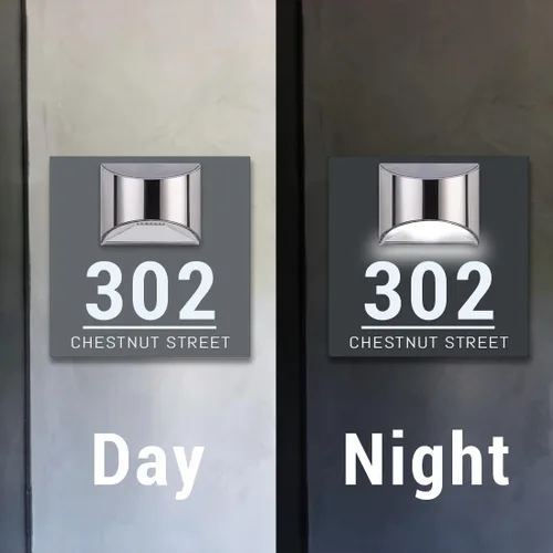 Miniatura 2 de Letrero de dirección solar personalizado, números de casa iluminados para exteriores, números de casa personalizados y señal de dirección, números