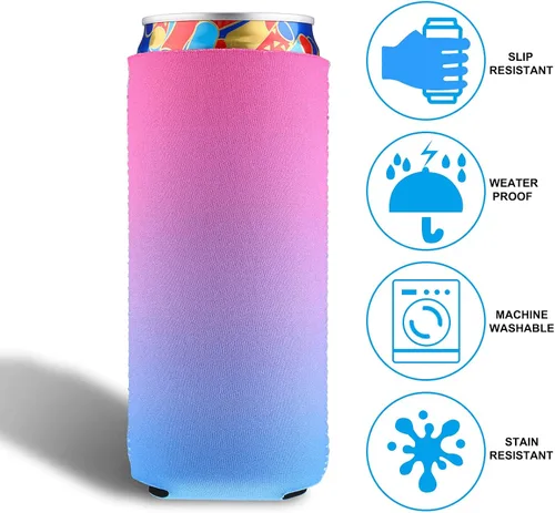Miniatura 3 de Boao 18 fundas delgadas para enfriar latas, de neopreno, aisladas, para latas de bebidas, taza de café, funda reutilizable para bodas, despedidas