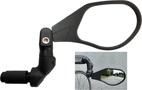 Miniatura 2 de Hafny Nuevo espejo de bicicleta con extremo de barra, lente de vidrio de grado automotriz HD, superficie grande, irrompible, ajustable en múltiples