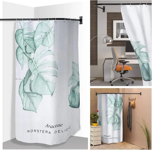Miniatura 6 de PrettyHome Barra de cortina de ducha con forma de L, para baño, 28 x 68 pulgadas, acabado negro