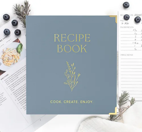 Miniatura 3 de Carpeta estética de recetas de 8.5 x 11 pulgadas con cubierta impermeable, el libro de recetas perfecto con fundas de plástico para escribir tus