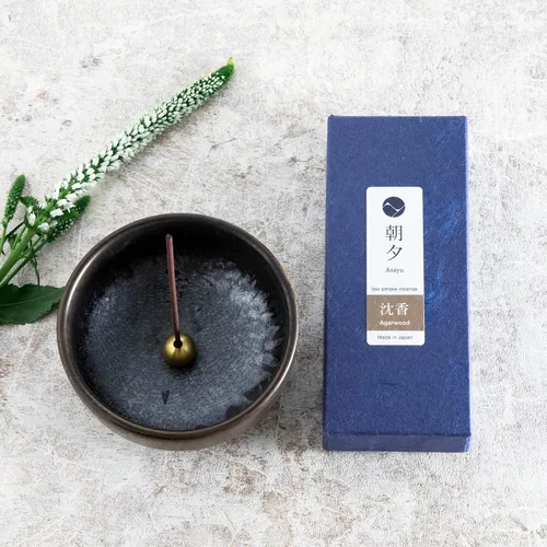 Miniatura 8 de Asayu Japan Set de regalo de incienso de bajo humo con soporte de incienso y soporte de latón, varillas de incienso de madera de agarwood