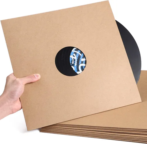 Miniatura 2 de Facmogu 10 piezas de 30,48 cm de fundas para discos de vinilo LP, fundas de discos de vinilo de cartón de 350 g/m² con acabado kraft, fundas