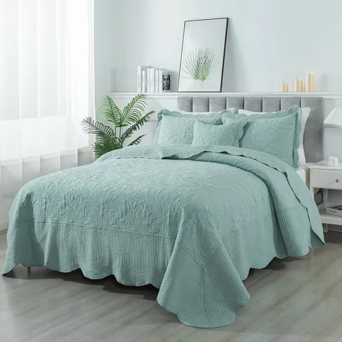 Miniatura 292 de HoneiLife - Juego de colcha de tamaño Queen, juego de ropa de cama de pana bordada de 3 piezas, colcha de lujo, ligera, cálida, para todas las Pana