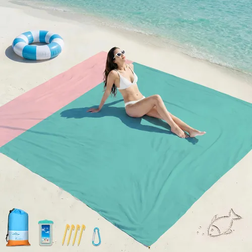 Miniatura 146 de Famstar Beach Blanket Oversized Extra Large 78"X81"/10'X9',Waterproof Sandproof Beach Blanket 2-8 Adults Lightweight Durable for Travel Camping